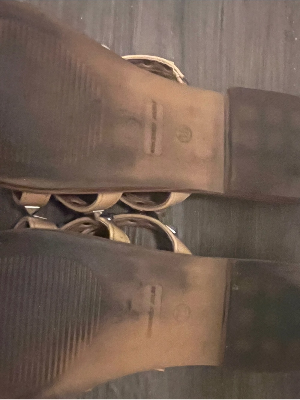 Sincerely Jules Studded Tan Leather Multi-tStrap Slide Sandals tan slipper camel - Picture 3 of 3